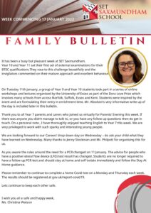 SET Saxmundham School Weekly Family Bulletin